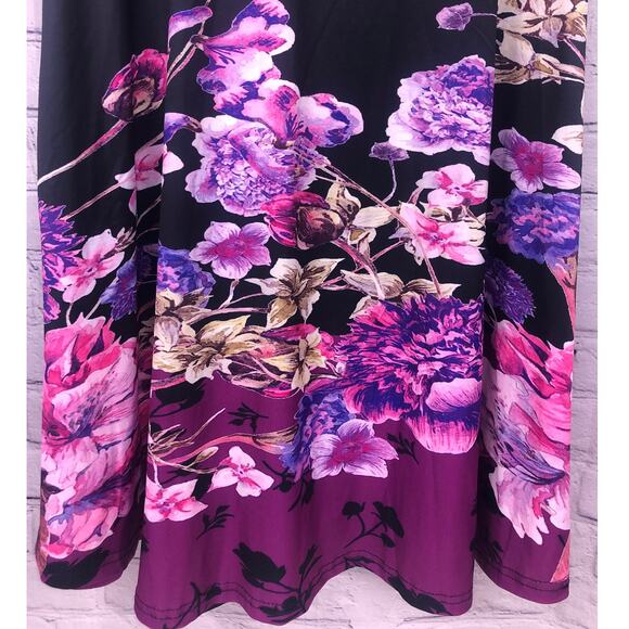 Lily Asian Floral Flowy Elastic Waist Ruffle Feminine A-Line Midi Skirt Size S - Picture 2 of 9